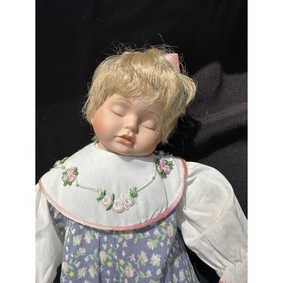 Beautiful Porcelain collectible Sleeping Baby Doll 14” Long - Picture 3 of 9